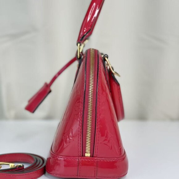 Louis Vuitton Alma BB Red Top Handle Bag Monogram Vernis - Picture 3 of 11